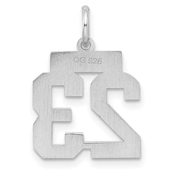 Sterling Silver/Rhodium-plated Satin Number 23 Charm QPS23