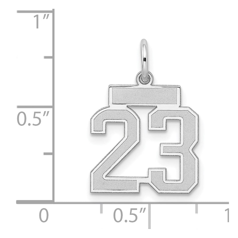 Sterling Silver/Rhodium-plated Satin Number 23 Charm QPS23