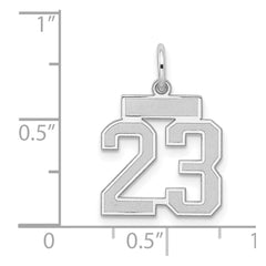 Sterling Silver/Rhodium-plated Satin Number 23 Charm QPS23