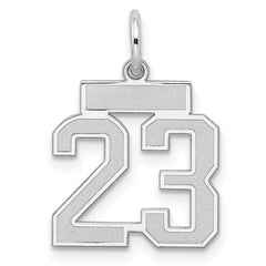 Sterling Silver/Rhodium-plated Satin Number 23 Charm QPS23