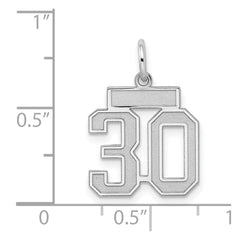Sterling Silver/Rhodium-plated Satin Number 30 Charm QPS30