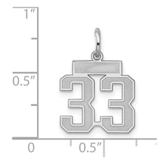 Sterling Silver/Rhodium-plated Satin Number 33 Charm QPS33