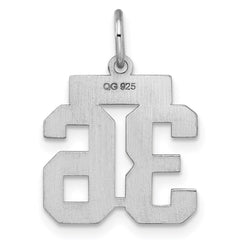 Sterling Silver/Rhodium-plated Satin Number 36 Charm QPS36