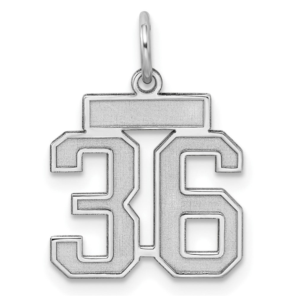 Sterling Silver/Rhodium-plated Satin Number 36 Charm QPS36