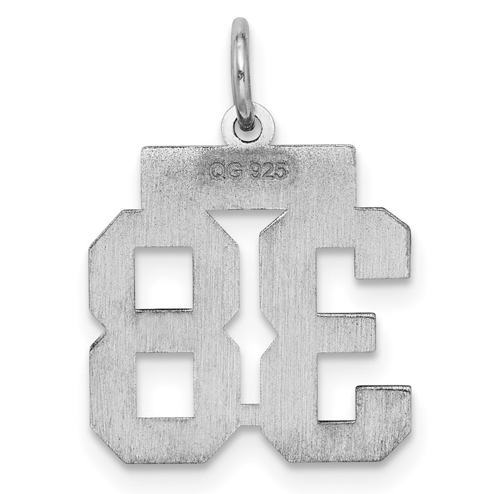 Sterling Silver/Rhodium-plated Satin Number 38 Charm QPS38