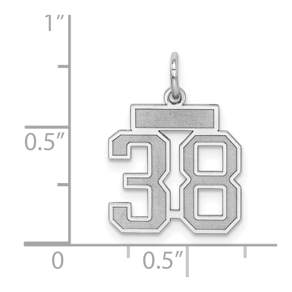 Sterling Silver/Rhodium-plated Satin Number 38 Charm QPS38