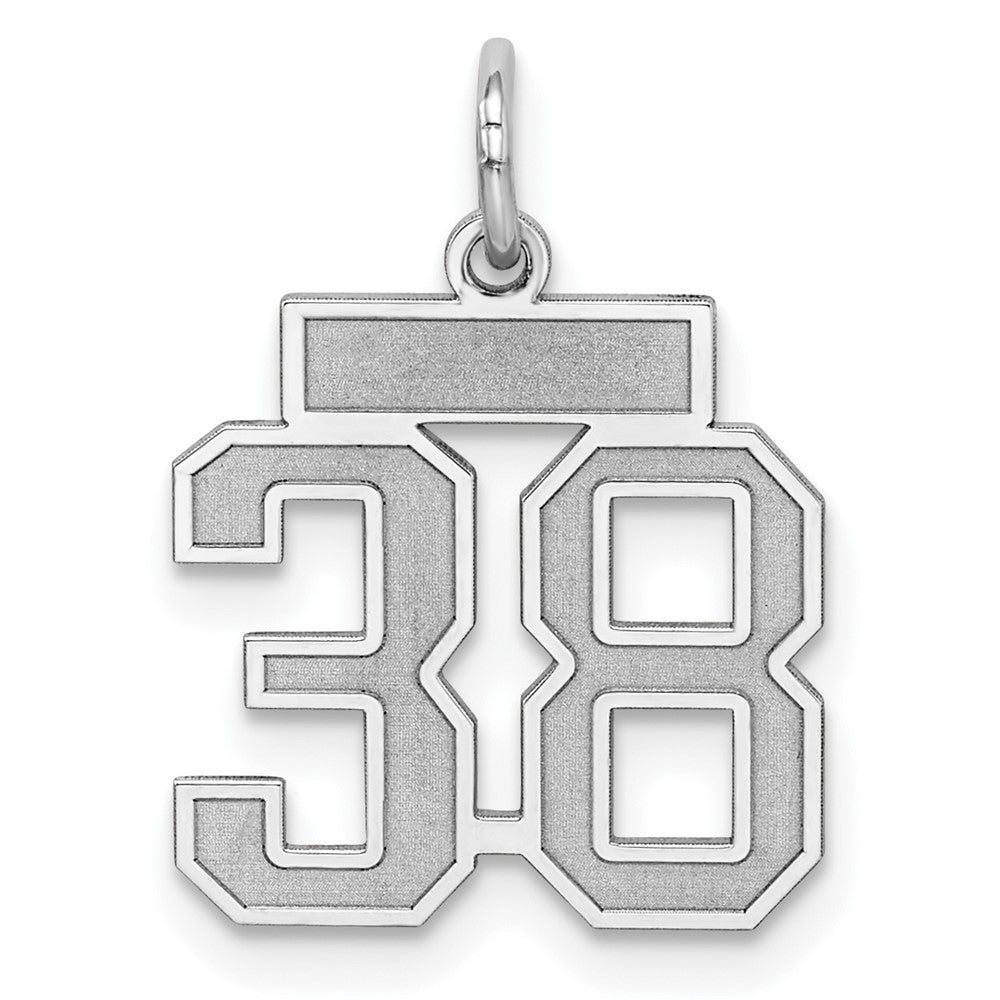Sterling Silver/Rhodium-plated Satin Number 38 Charm QPS38