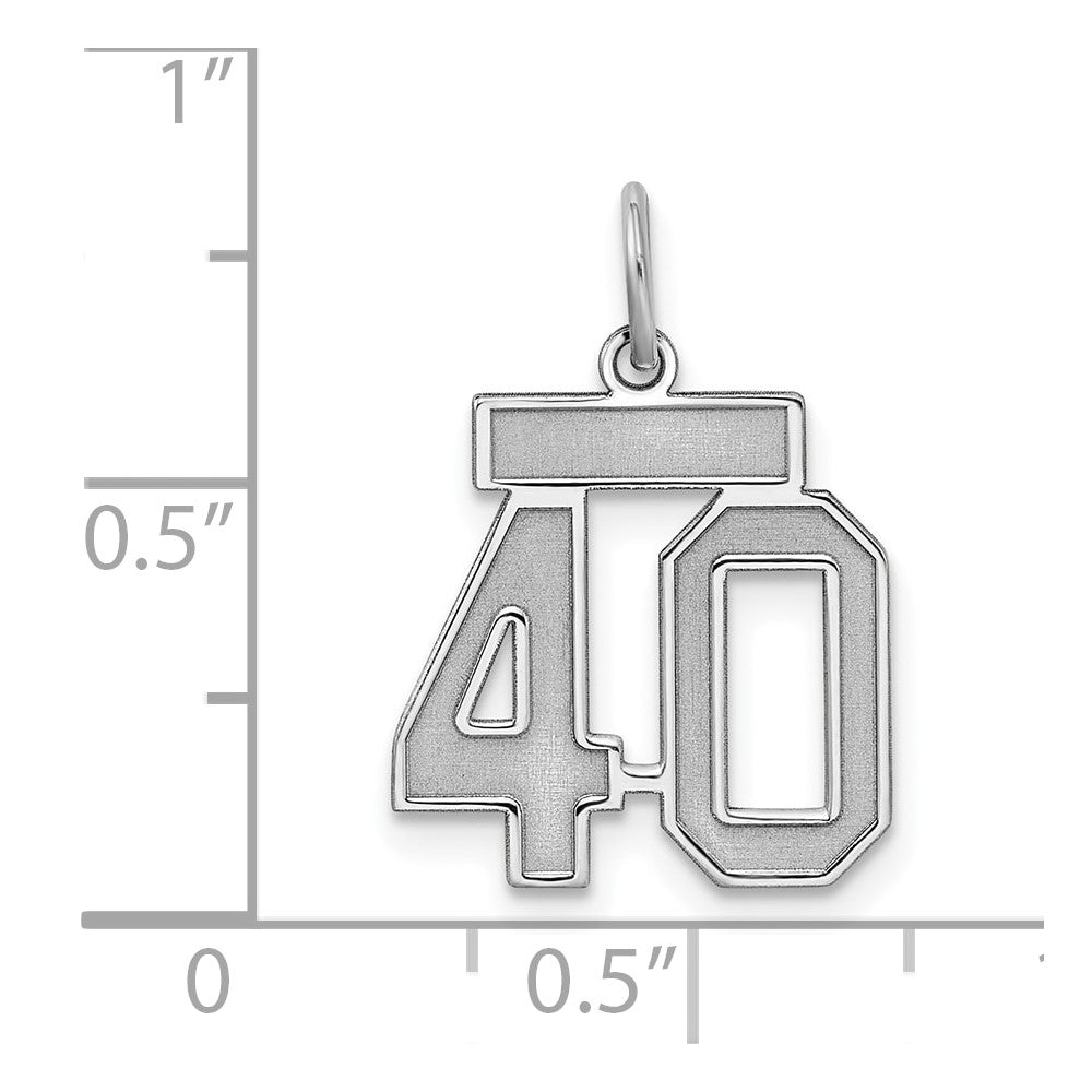 Sterling Silver/Rhodium-plated Satin Number 40 Charm QPS40