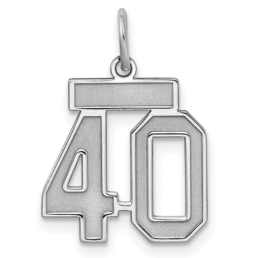 Sterling Silver/Rhodium-plated Satin Number 40 Charm QPS40