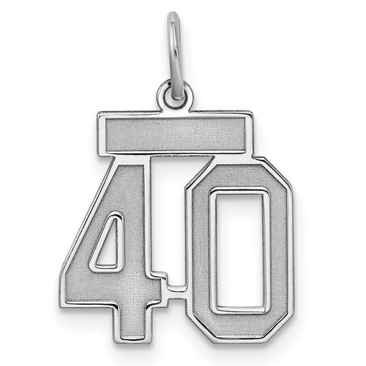 Sterling Silver/Rhodium-plated Satin Number 40 Charm QPS40