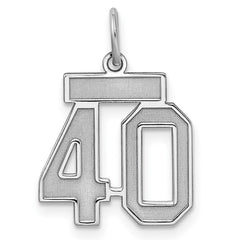 Sterling Silver/Rhodium-plated Satin Number 40 Charm QPS40