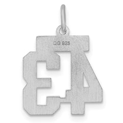 Sterling Silver/Rhodium-plated Satin Number 43 Charm QPS43
