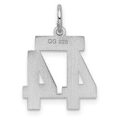 Sterling Silver/Rhodium-plated Satin Number 44 Charm QPS44