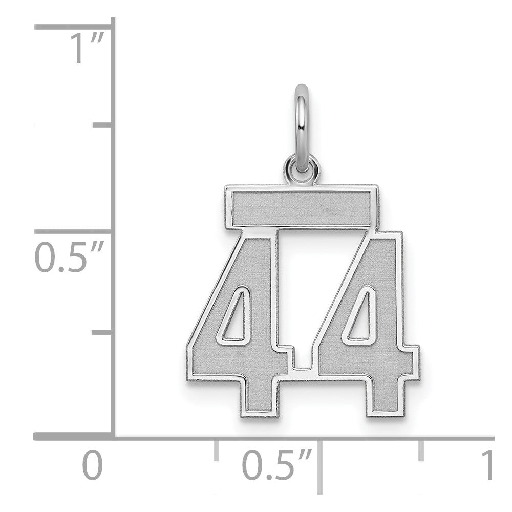 Sterling Silver/Rhodium-plated Satin Number 44 Charm QPS44