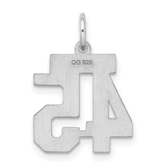 Sterling Silver/Rhodium-plated Satin Number 45 Charm QPS45