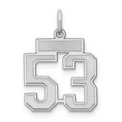 Sterling Silver/Rhodium-plated Satin Number 53 Charm QPS53