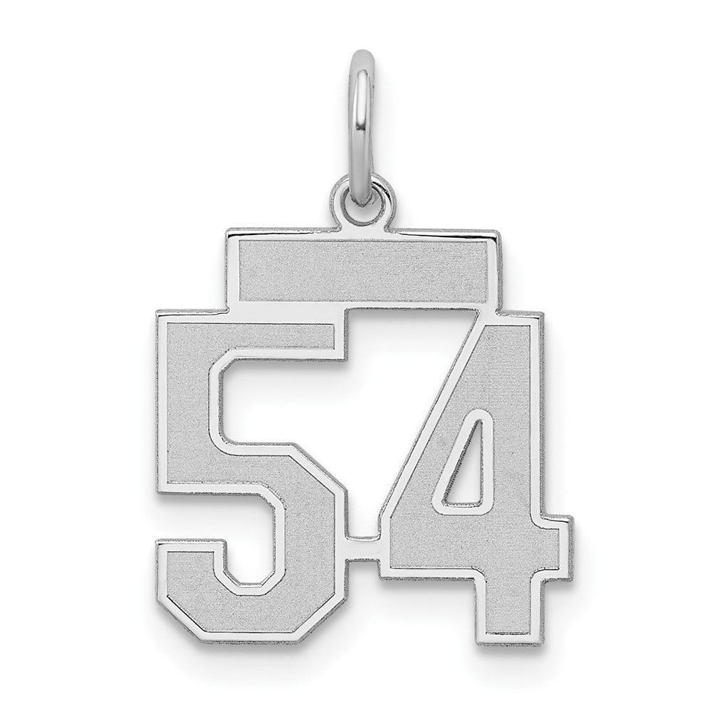 Sterling Silver/Rhodium-plated Satin Number 54 Charm QPS54