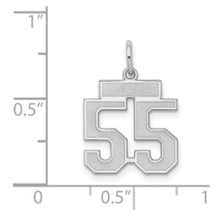 Sterling Silver/Rhodium-plated Satin Number 55 Charm QPS55