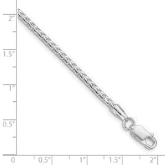 Sterling Silver Rhodium-plated 2.55mm D/C Square Franco Chain QQF080R-8