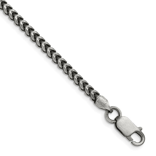 Sterling Silver Antiqued 3.1mm D/C Square Franco ChainQQF100A