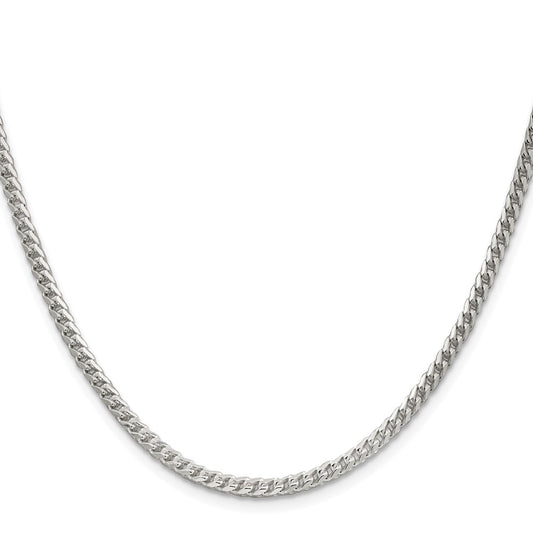 Sterling Silver Rhodium-plated 3.1mm D/C Square Franco ChainQQF100R
