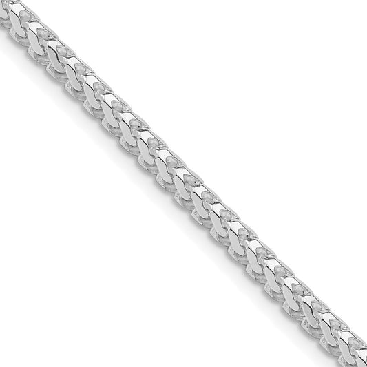 Sterling Silver Rhodium-plated 3.1mm D/C Square Franco ChainQQF100R
