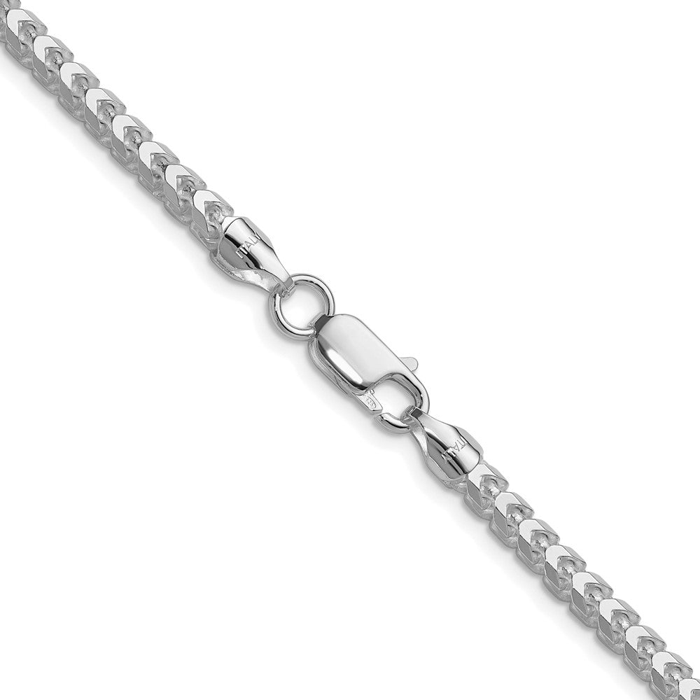 Sterling Silver Rhodium-plated 4.0mm D/C Square Franco ChainQQF120R