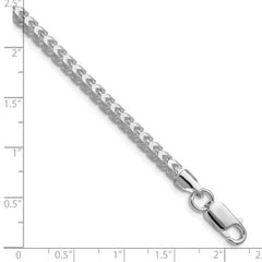 Sterling Silver Rhodium-plated 4.0mm D/C Square Franco Chain QQF120R-8