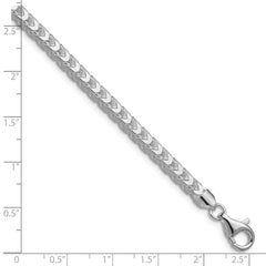 Sterling Silver Rhodium-plated 4.7mm D/C Square Franco Chain QQF140R-8
