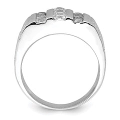 Sterling Silver Rhodium-plated Men's CZ Ring