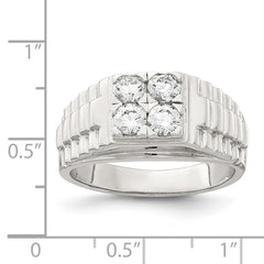 Sterling Silver Rhodium-plated CZ Fashion Ring