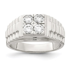 Sterling Silver Rhodium-plated CZ Fashion Ring