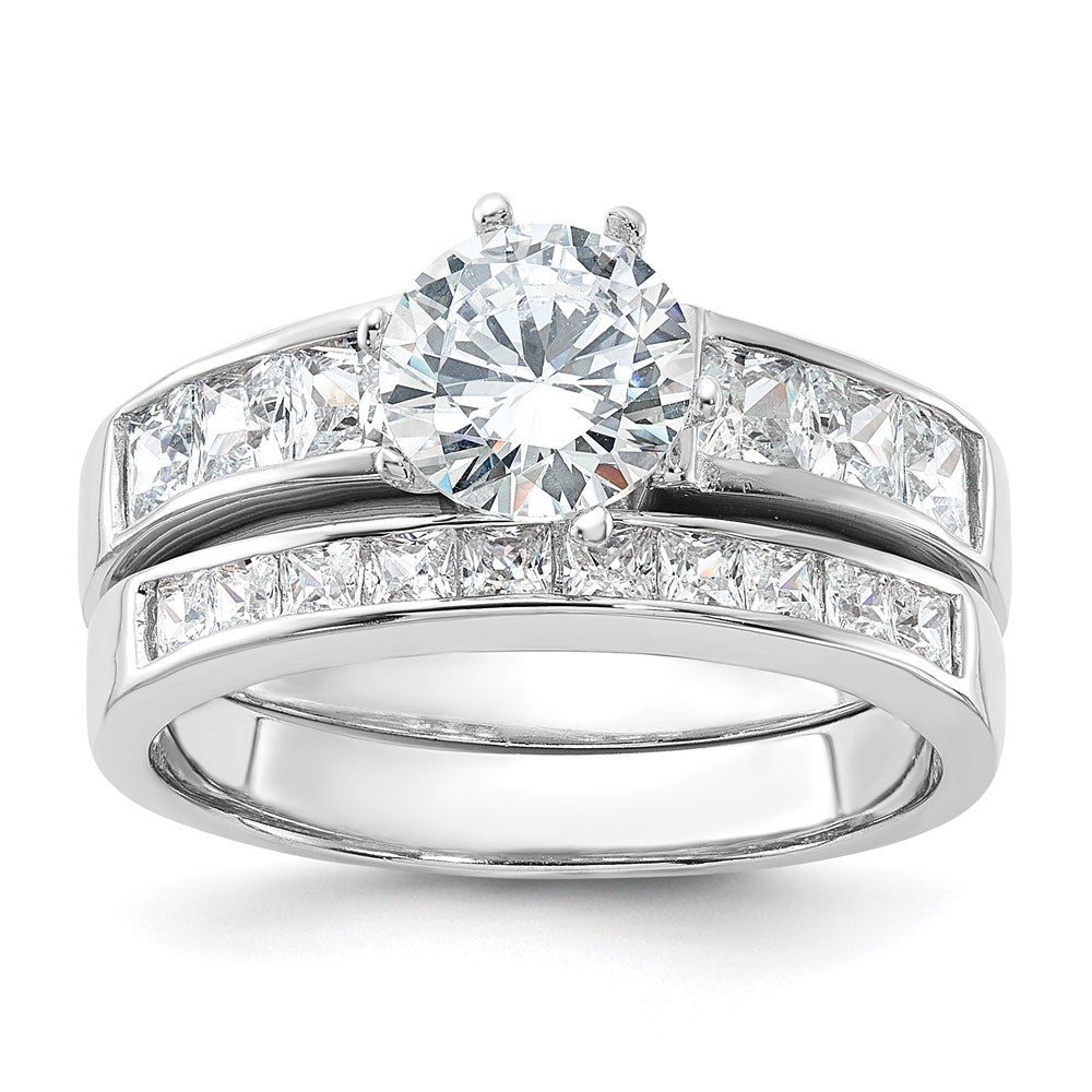 Sterling Silver Rhodium-plated CZ Piece Wedding Ring Set – Park