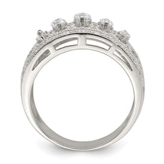 Sterling Silver Rhodium-plated Polished CZ Vintage Ring