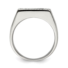 Sterling Silver Rhodium-plated Men's CZ & Onyx Ring