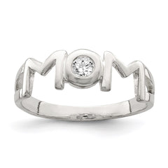 Sterling Silver & CZ Polished Mom Ring