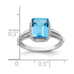 Sterling Silver Rhodium Blue Topaz & Diam. Ring