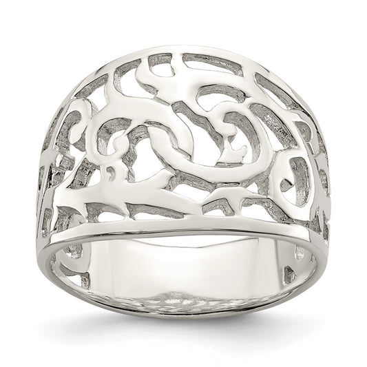 Sterling Silver Rhodium-plated Swirl Ring