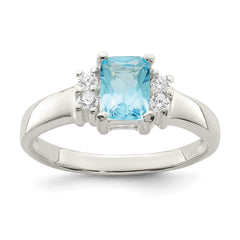 Sterling Silver Light Blue & White CZ Ring