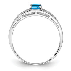 Sterling Silver Rhodium Plated Sky Blue Topaz Ring