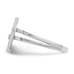 Sterling Silver Rhodium Plated Diamond Crosses Ring