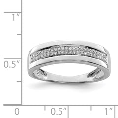 Sterling Silver Rhodium Plated Diamond Ladies Band