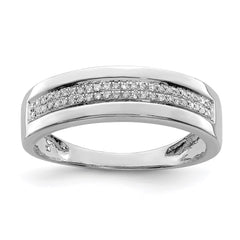 Sterling Silver Rhodium Plated Diamond Ladies Band