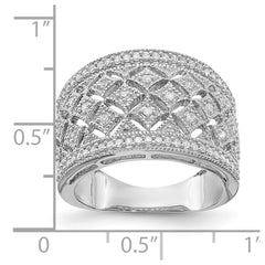 Sterling Silver Rhodium Plated Fancy Diamond Band