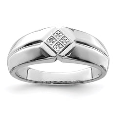 Sterling Silver Rhodium Plated Diam. Men's Ring