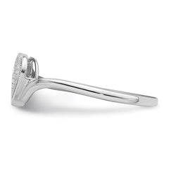 Sterling Silver Rhodium Plated Diamond Heart Ring