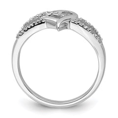 Sterling Silver Rhodium Plated Diamond Heart Ring