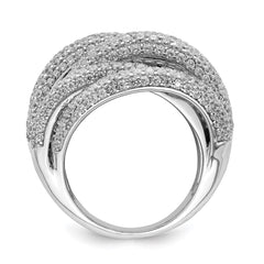 Sterling Shimmer Sterling Silver Rhodium-plated 536 Stone Pav CZ Ring