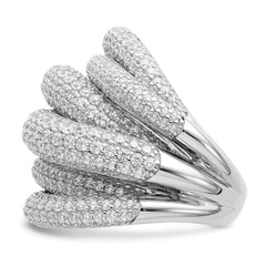 Sterling Shimmer Sterling Silver Rhodium-plated 536 Stone Pav CZ Ring