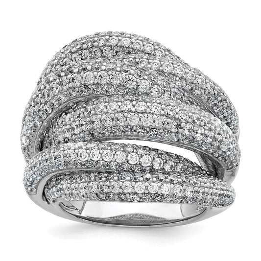 Sterling Shimmer Sterling Silver Rhodium-plated 536 Stone Pav������ CZ Ring